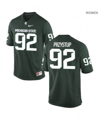 Women's Michigan State Spartans NCAA #92 William Przystup Green Authentic Nike Stitched College Football Jersey AV32I44DN